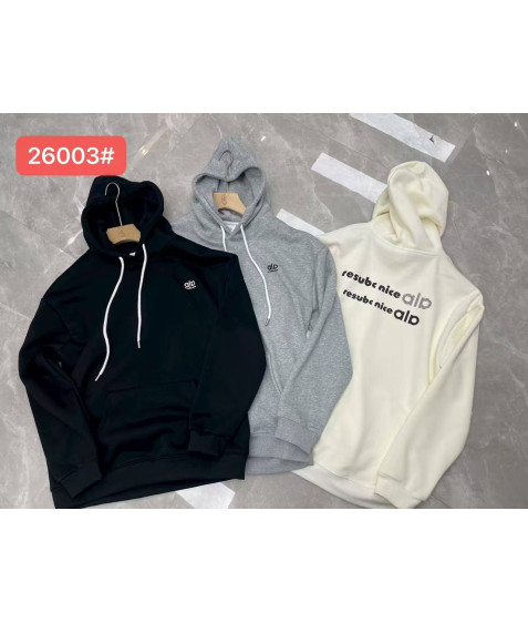 26003 сір. Худі доросле ФЛІС XL-4XL по 4