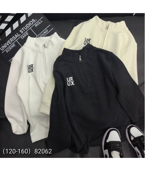 82062 молоко. Реглан Half-zip плюш дитячий 120-160 по 5
