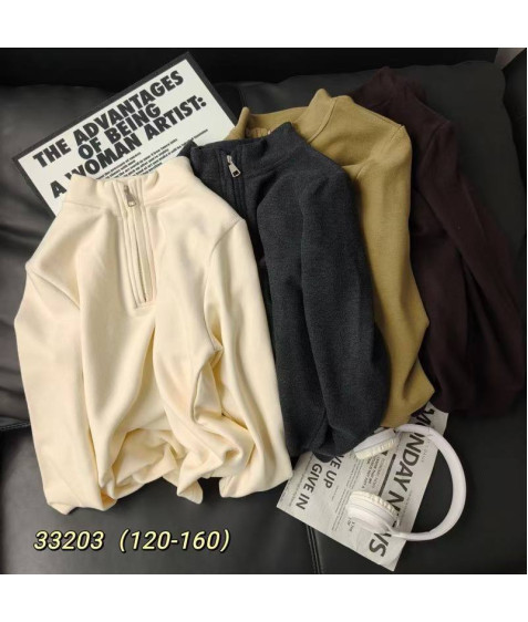 33203 молоко. Реглан Half-zip плюш дитячий 120-160 по 5