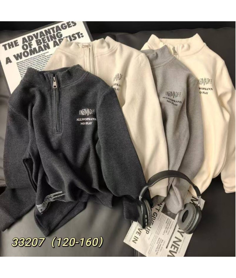 33207 чорн. Реглан Half-zip плюш дитячий 120-160 по 5