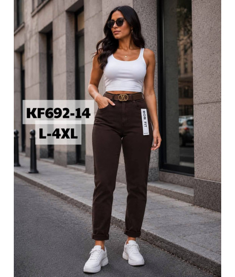 KF692-14 коричн Джинси жіночі L-4XL по 5