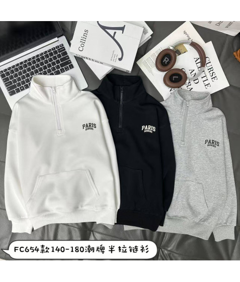FC654 біл Світшот дитячий HALF-ZIP 140-180 по 5