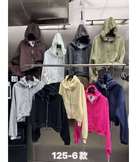 125-6 корич. Зіп-Худі жіноче S/M по 3