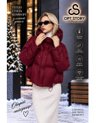 M25-495#1461 бордо Куртка жіноча OVERSIZE 42-44-46 по 3