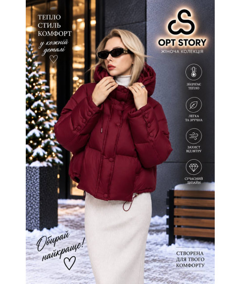 M25-495#1461 бордо Куртка жіноча OVERSIZE 42-44-46 по 3