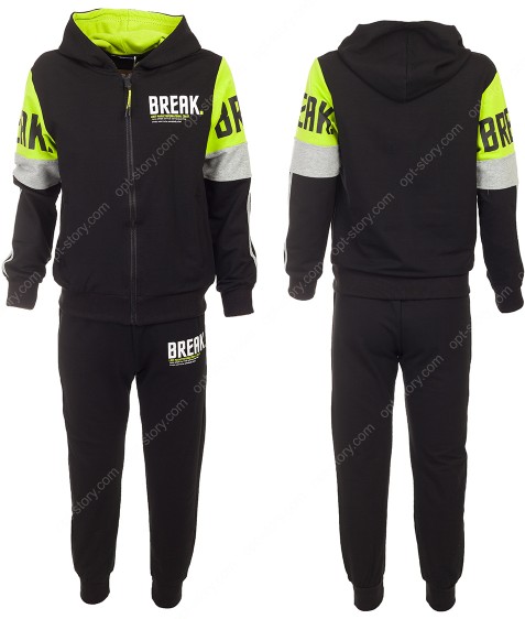 10378 черно-зеленый Спорт костюм маль. 140-170 по 6шт