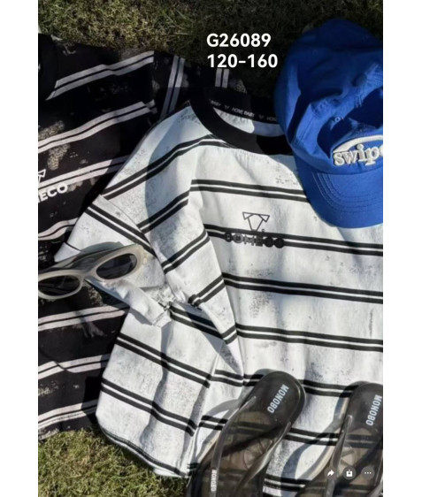 G26089 чорн Футболка дитяча 120-160 по 5