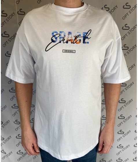 DJ081 білий Футболка чоловіча OVERSIZE БАВОВНА S-2XL по 5