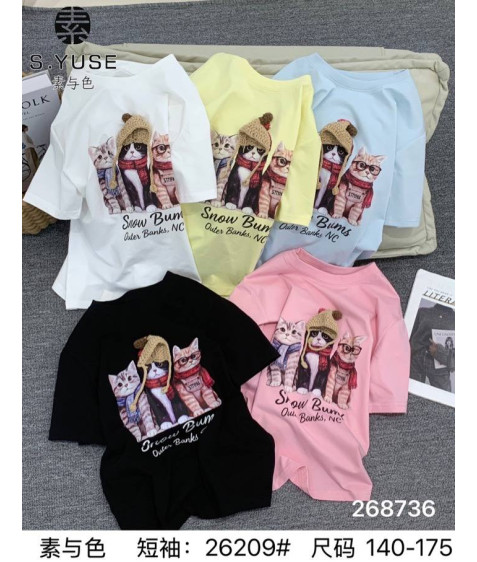 26209 блакит. Футболка  дитяча 140-175 по 5