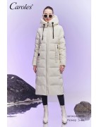 9033#61 беж-кап.Куртка жіноча зима Calores S-3XL (110см)  по 6шт