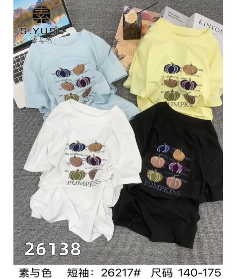 26217 чорн. Футболка  дитяча 140-175 по 5