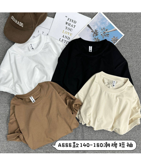 A888  чорн. Футболка дитяча 140-180 по 5