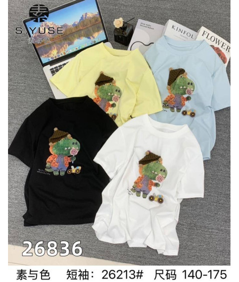 26213 чорн. Футболка  дитяча 140-175 по 5