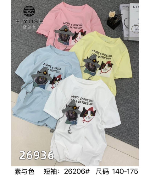 26206 біл. Футболка  дитяча 140-175 по 5