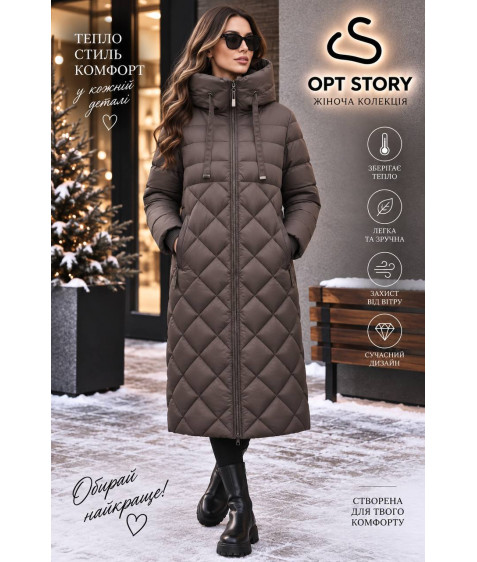 738#22 шоколад. Куртка жіноча CAROLES Верблюд 50-60/2XL-7XL  по 6