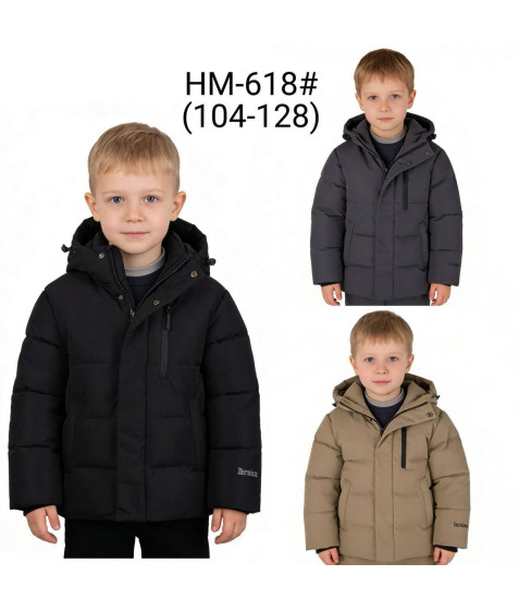 HM-618 чорн. Куртка хлопчик 104-128 по 5