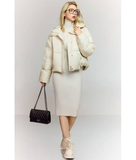 M25-495#1490 беж Куртка жіноча OVERSIZE 42-44-46 по 3