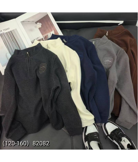 82082 сір. Реглан Half-zip плюш дитячий 120-160 по 5