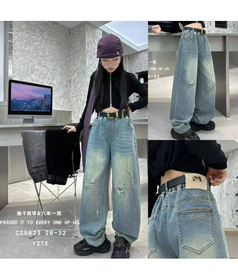 C25823 сір. Джинси дівчинка 28-32 по 5