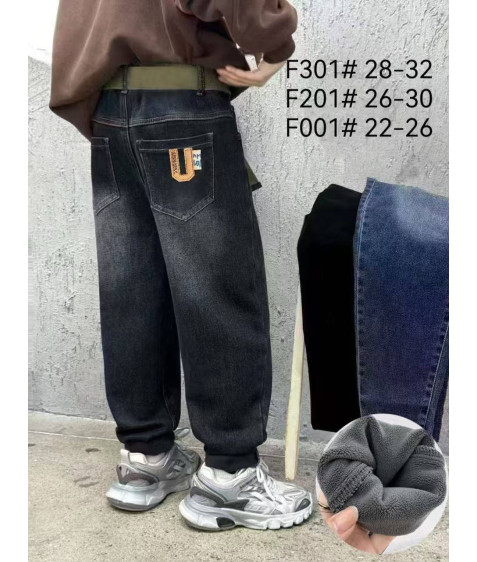 F201# чорн. Джинси дитячі ФЛІС 26-30 по 5