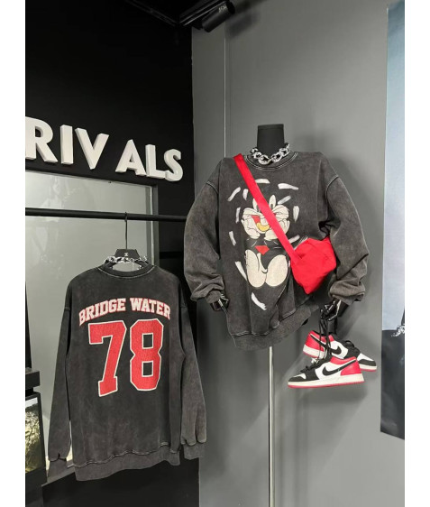 280-1 чорн. Світшот дорослий  OVERSIZE по 3